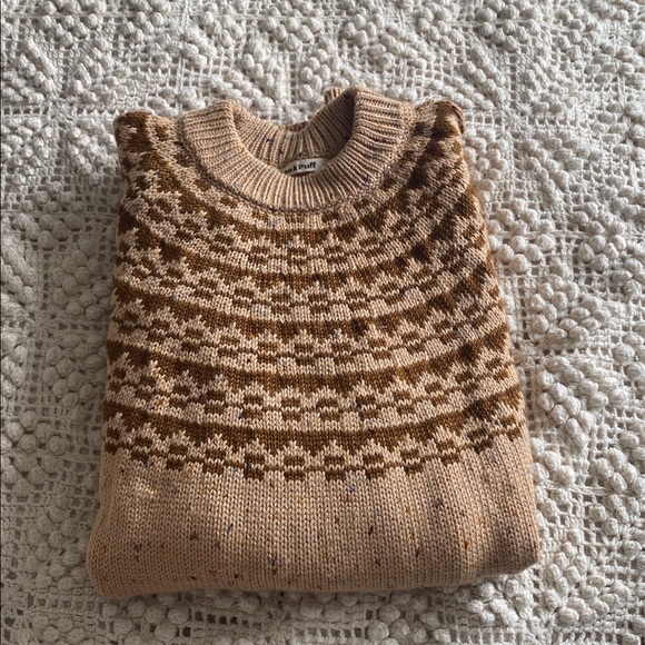 Misha And Puff Sweaters - Oversized Fair Isle Sweater in Camel Confetti